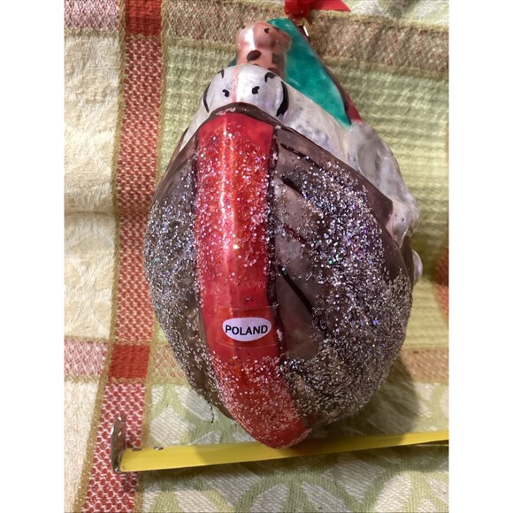 Vintage Art Glass Noah's Ark Hand Painted Christmas Tree Ornament Marked Poland - Picture 8 of 12